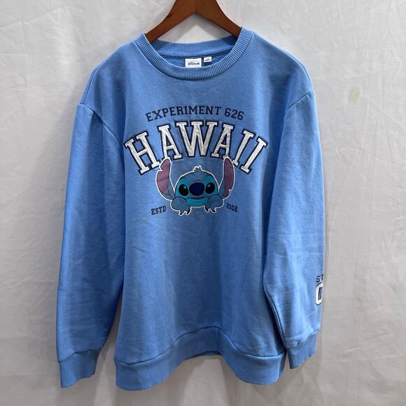 Disney Stitch Experiment 626 Blue Pullover Cozy Oversized Sweater Size Large - Picture 1 of 6